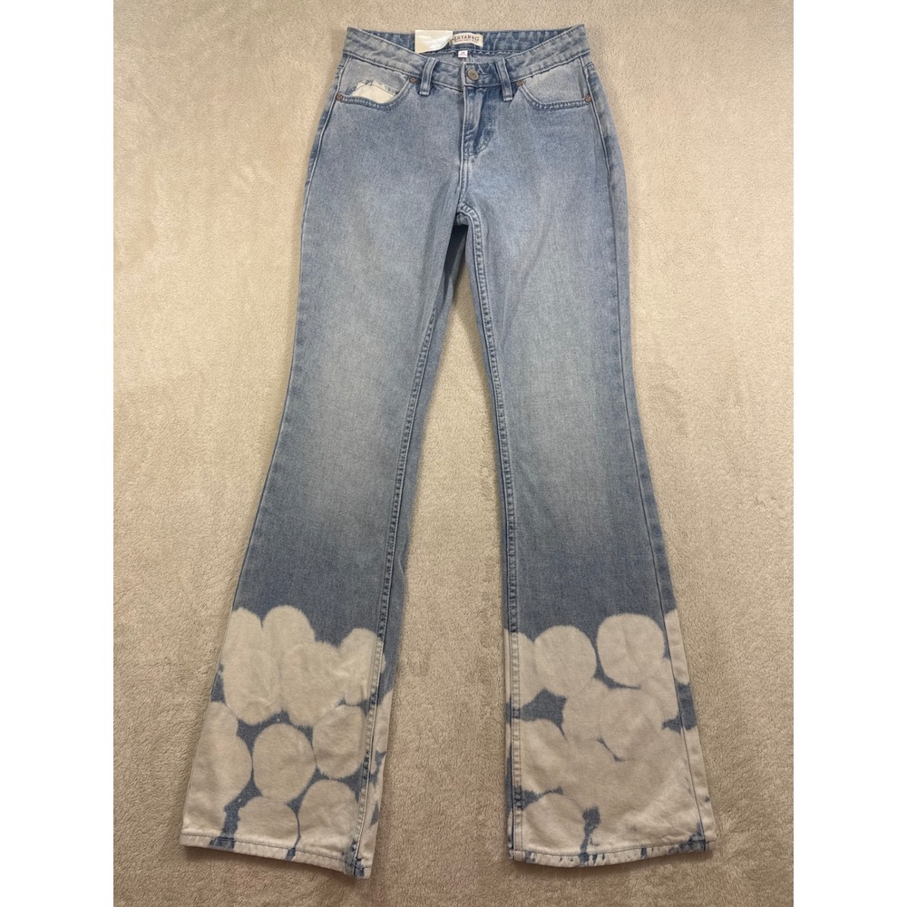 Shyanne Womens Mid Rise Bootcut Bleach Cloud Blue Jeans 26W x 34L Meas: 26x33.5
